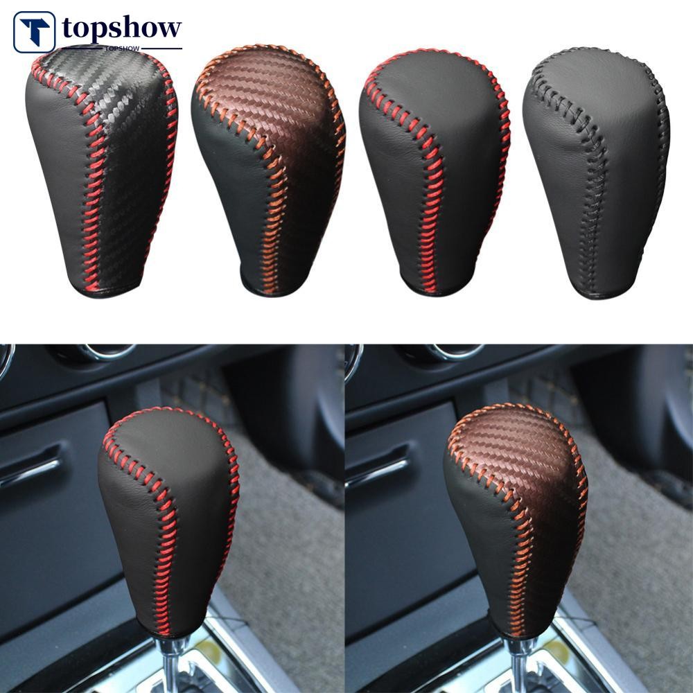 Topshow รถหนังเกียร์ Shifter Knob ฝาครอบเกียร์ Shift Boot Lever สําหรับ Toyota Camry RAV4 E7Q8