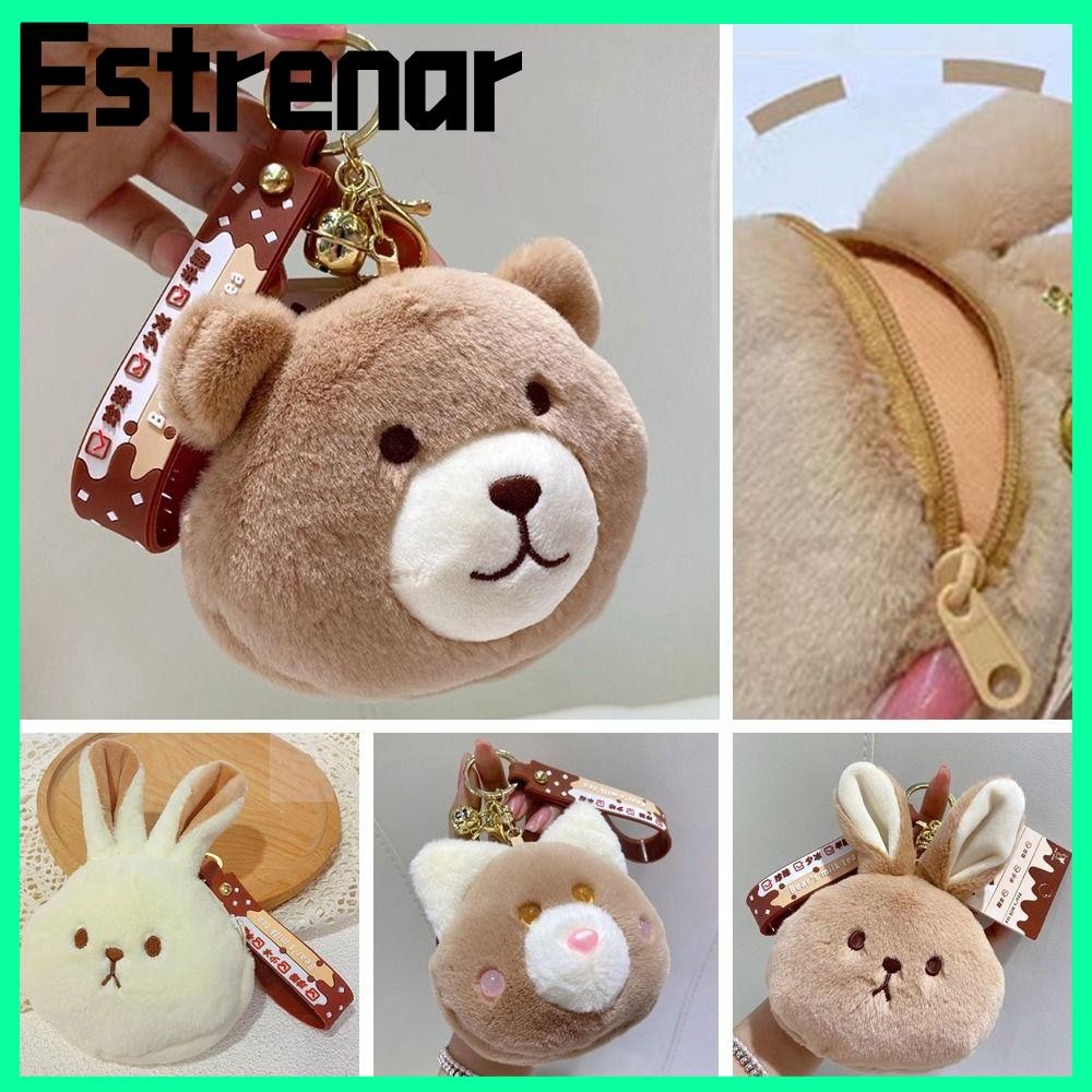 Estrenar การ์ตูนสัตว์กระเป๋า,หลากสีหมีกระต่ายสุนัขแขวนตุ๊กตาตุ๊กตา,ของขวัญหูฟังตกแต่งพวงกุญแจเหรียญกระเป๋าสากล