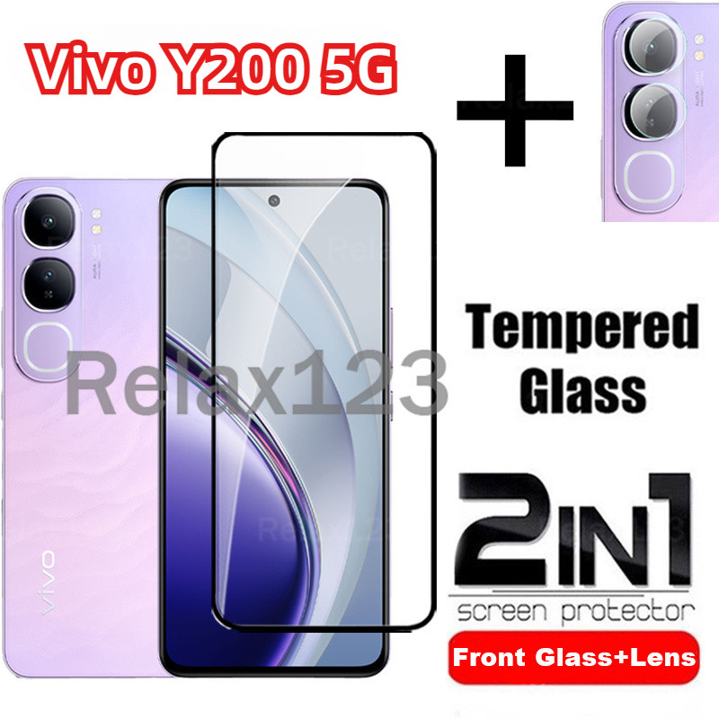 Vivo Y200 5G 2IN1 Full Screen Protector กระจกนิรภัยสําหรับ VivoY200 5G Vivo Y 200 5G 2024 ฟิล์มกระจก