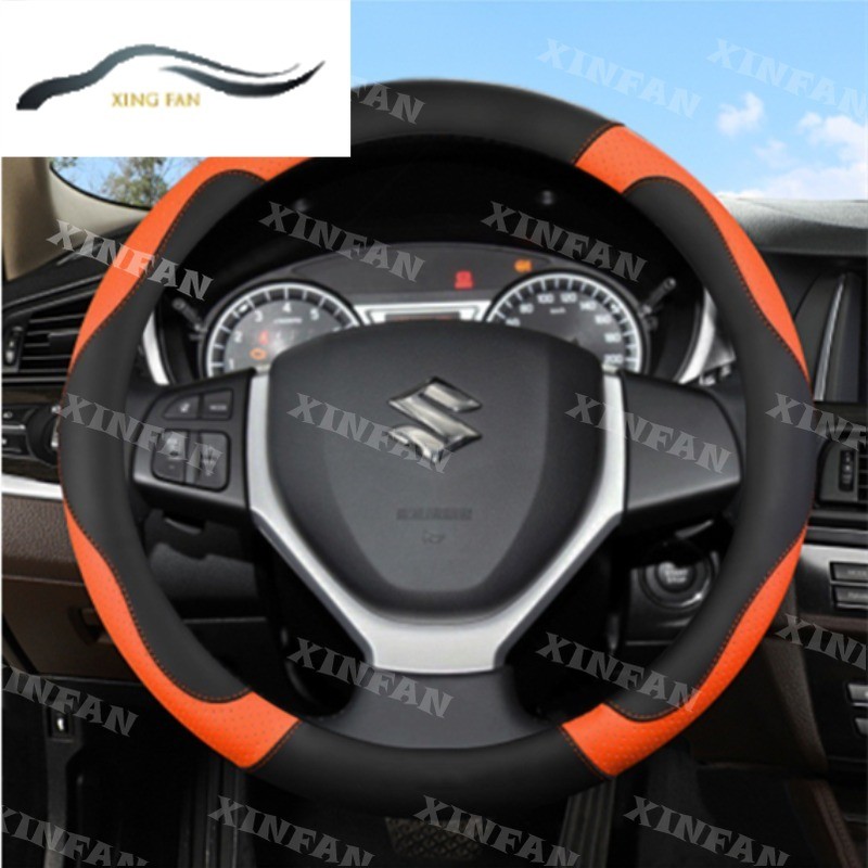 Xf ฝาครอบพวงมาลัยหนัง PU คาร์บอนไฟเบอร์ Suzuki Swift Ertiga Jimny Presso Dzire Vitara 38 ซม.