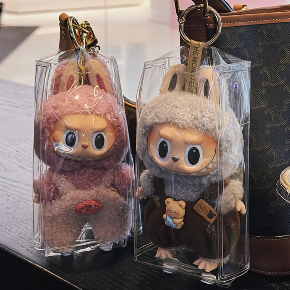 Okcatzone 1 PC Labubu ตุ๊กตาอะนิเมะเครื่องประดับ Mystery ตุ๊กตา Organizer กล่องสแควร์ตุ๊กตาตุ๊กตากระเป๋า J8M3