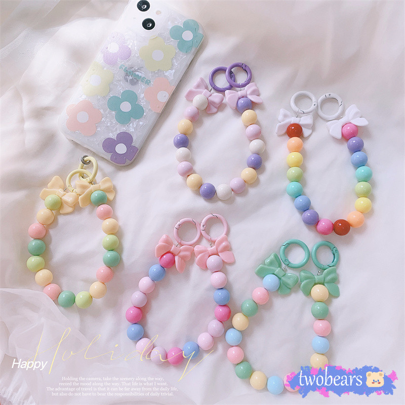 🌈ร้านไทย สายคล้องโทรศัพท์มือถือ สายจับ สายจับลูกปัดไข่มุก หลากสี แบบพกพา สีหวาน สวยมาก ห่วงคล้องสีเดียวกับสาย