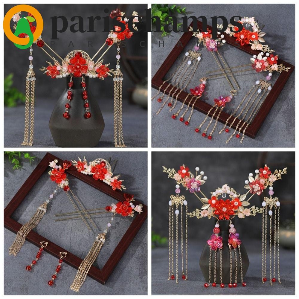 Parischamps เจ้าสาว Headwear, ดอกไม้พลาสติกติดผมงานแต่งงาน, แฟชั่น Tiaras Dangling เครื่องประดับพู่ต่างหู Hairpin ชุด Party – โปรปัง