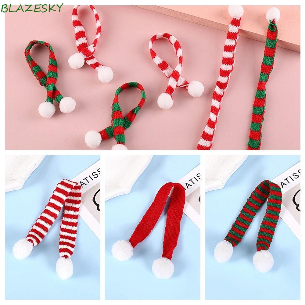 Blazesky ถักผ้าพันคอตุ๊กตาตกแต่ง,ลายเส้นใยอะคริลิคมินิผ้าพันคอเครื่องประดับของเล่น,มินิคริสต์มาสผ้าพันคอมินิถักสีแดงและสีขาวมินิถักผ้าพันคอเครื่องประดับต้นคริสต์มาส