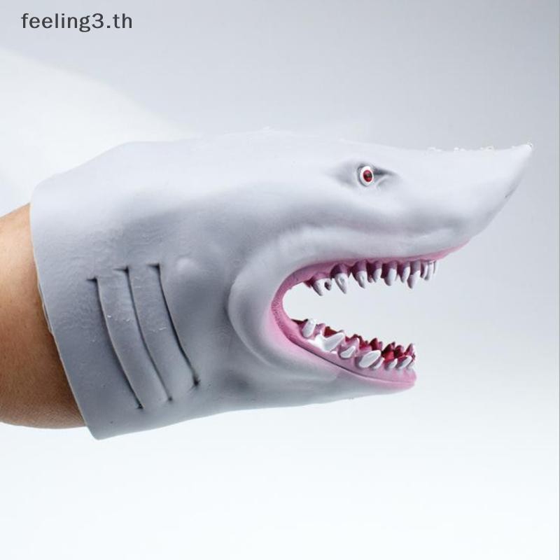 { Feeling3.th } Shark Hand Puppet TPR ถุงมือหุ่นมือฉลามสีเทา บอกอุปกรณ์ประกอบฉากตุ๊กตา Story