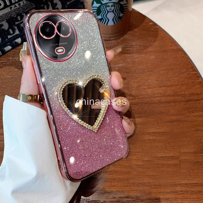 Realme 11 4G 5G 11X 5G 11 Pro 10 12X Plus C65 C67 เคสโทรศัพท์โปร่งใส Love กระจกสร้อยข้อมือซิลิโคนอ่อนนุ่มกันกระแทก Glitter ฝาครอบ RFVTGBT ราคา ถูกที่สุด ดีลบีเคเค แกลเลอรีภาพที่ 8