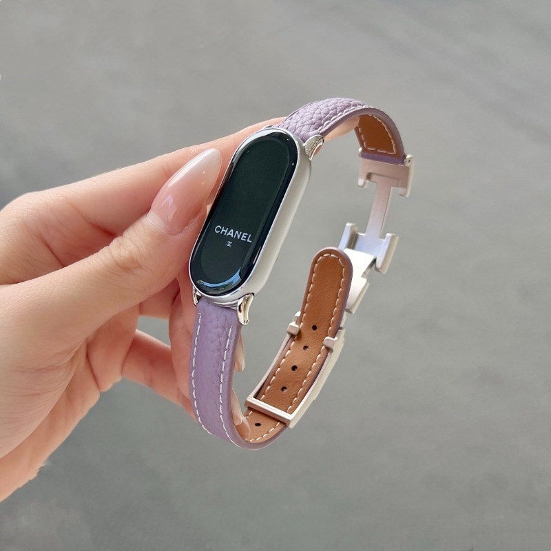 Grand H สายหนังสําหรับ Xiaomi Mi Band 9/8 Smartwatch ผู้หญิงสร้อยข้อมือแม่เหล็ก Xiaomi Smart Band 9/