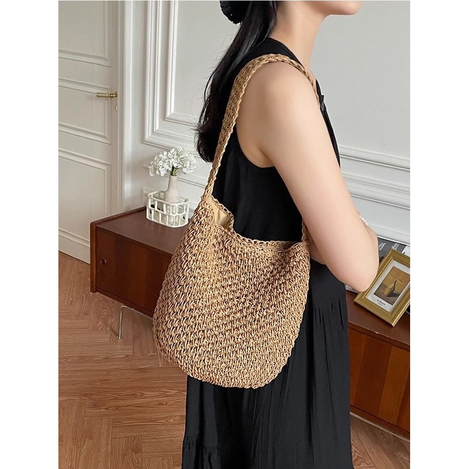 กระเป๋าสาน ทรง bugket bag  แบบใหม่ สานเกาหลี P151