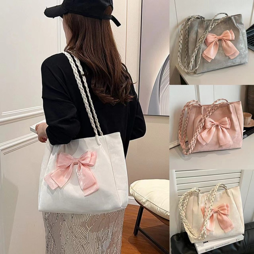 coco baby65 ระเป๋า ใบใหญ่แฟชั่นใส่ของได้เยอะPU หน้าใหญ่มากใส่ของได้เยอะมาก-โบว์ใหญ่น่ารัก- SP3166