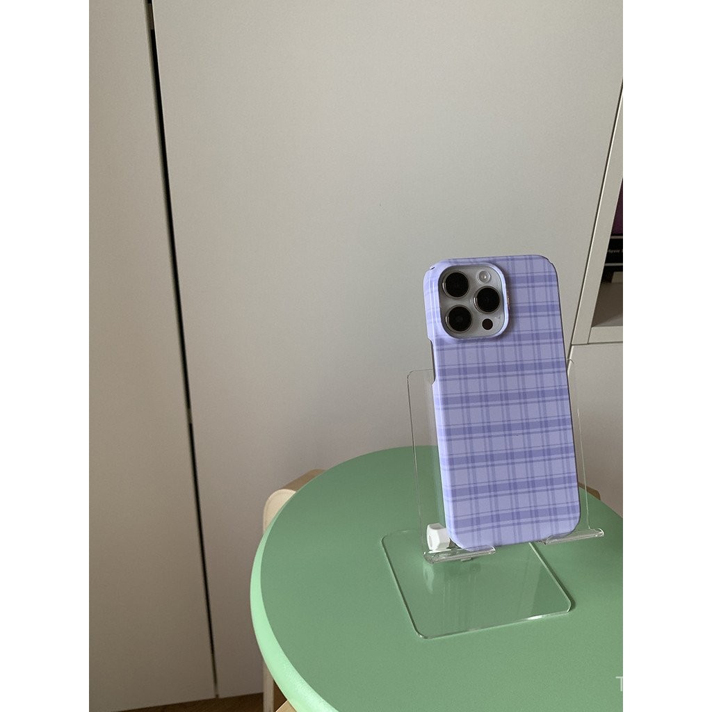 ลายสก๊อตสีม่วงเกาหลีเคสโทรศัพท์มือถือไอโฟนสำหรับ iPhone 16 13 12 11 14 15 Pro 7/8PLUS XR XS xsmax 16PROMAX 13 15 14 12 11 PROMAX เคสโทรศัพท์มือถือเปลือกแข็งป้องกันการเคาะป้องกันรอยขีดข่วนกันกระแทก ytdx