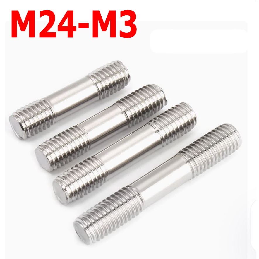 20pcs 1pcs M24 - M3 GB 304 สแตนเลส Double End Thread Rod Dual หัวสกรู M6 M8 M10 Double-Threaded Bar Stud Bolts ความยาว M3 M4 M5 M6 M8 M12