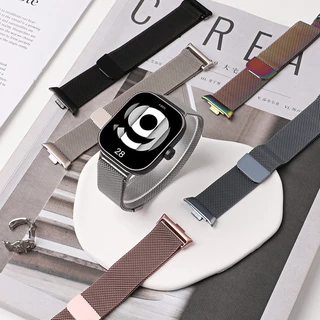 Milanese Loop Band สำหรับ Redmi Watch 6 5 4 เข็มขัดสแตนเลสโลหะสร้อยข้อมือแม่เหล็กสำหรับ Mi Band 8 Pro 10 9 Pro