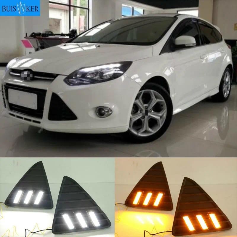 สําหรับ ford focus 3 LED ไฟหน้าสําหรับ ford focus MK3 ไฟ LED 2012 ~ 2015 LED ไฟวิ่งกลางวัน DRL ไฟตัด