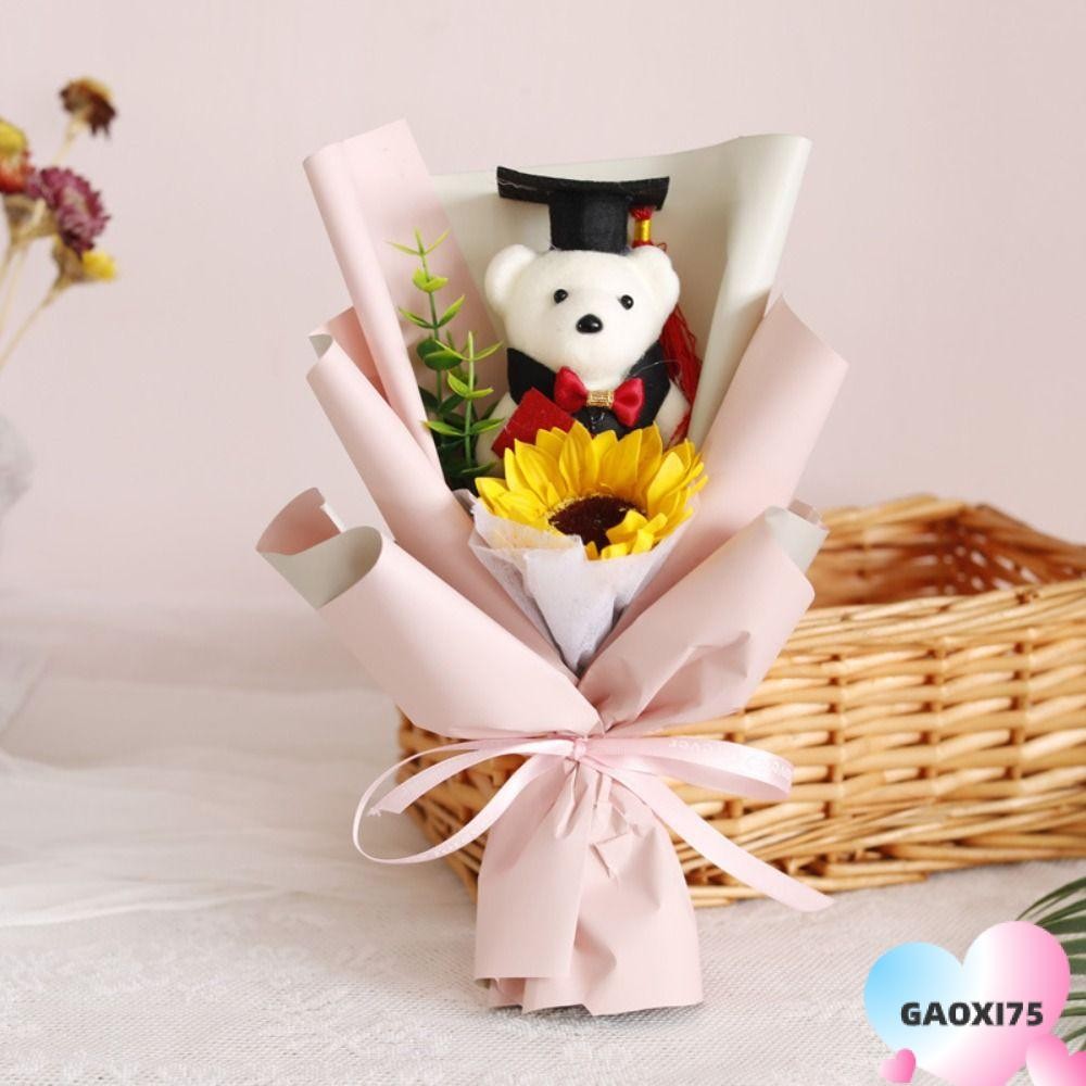 กาซ75 ของขวัญรับปริญญา,ช่อดอกไม้รับปริญญาการ์ตูนหมีน่ารัก,หมีที่น่าทึ่งสัตว์ดอกทานตะวันงานแต่งงานตกแต่งปี