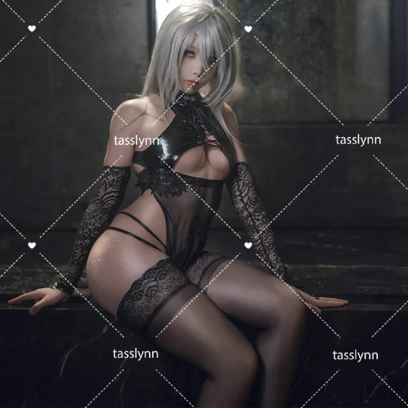 Mn  YoRHa 2B  A2 Cosplay Black Qipao Cos Anime NieR Cosplay Costume Cheongsam Set Hot Sexy Lingerie 