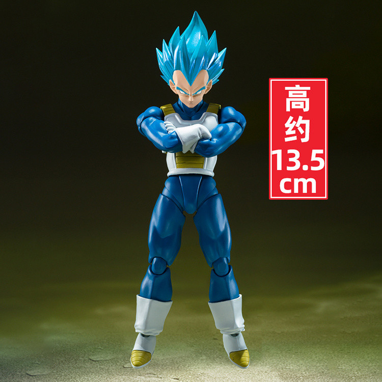 จุดของแท้ Bandai SHF Dragon Ball Super Blue Blue Hair Vegeta Super Saiyan God เคลื่อนย้ายได้