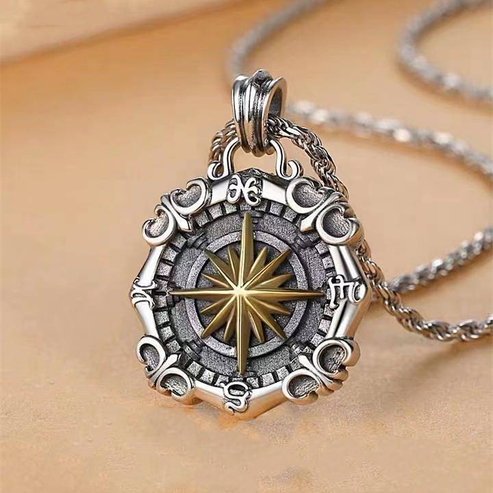 【Ready Stock】 Titanium Steel Boat Anchor Safe Hemp Flowers Chain Men's and Women's Star Sea Compass 