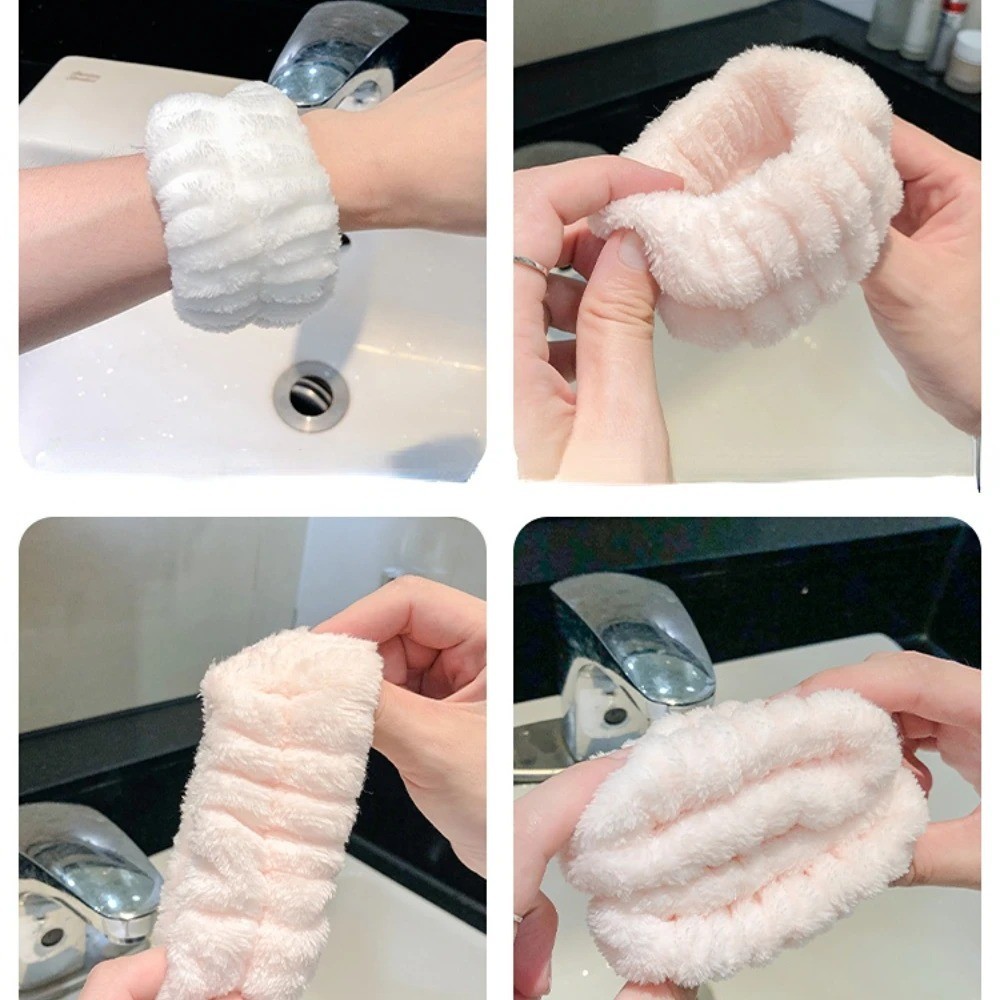 สายรัดข้อมือ ผ้าขนหนูไมโครไฟเบอร์ ดูดซับน้ํา ล้างหน้า สําหรับผู้หญิง 2 ชิ้น - รูปที่ 6