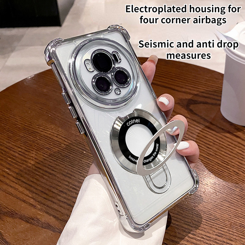 สําหรับ Honor magic 7 6 Pro 5G/magic 5/magic 4 เคสโทรศัพท์ Electroplated ถุงลมนิรภัยสี่มุม Shock-proof วงเล็บดูดป้องกันกรณี ACEF
