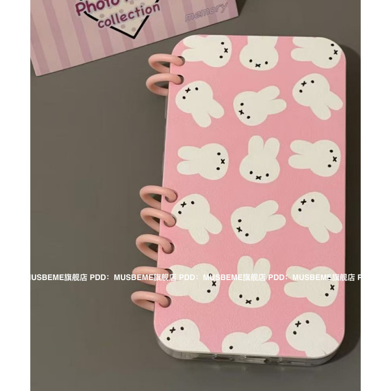 สไตล์เกาหลีกระต่ายน่ารักพลิกสำหรับ iPhone 16เคสโทรศัพท์ Apple 15PROMAX ใหม่14pro ผู้หญิง13เคสป้องกัน