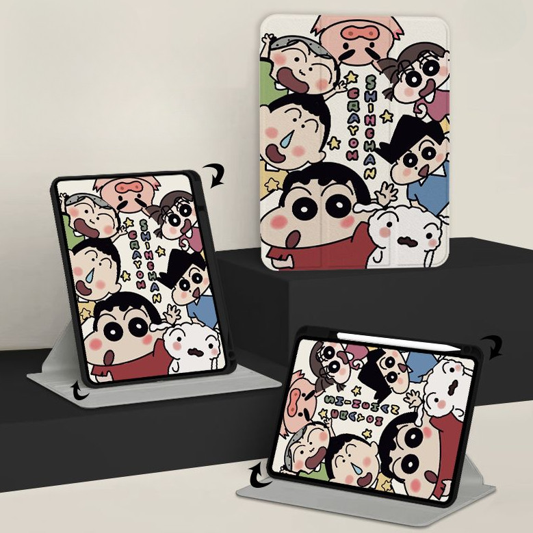 วงกลมเครยอนชินจังเหมาะสําหรับipadกรณีความเข้ากันได้สําหรับipad Gen9 Gen8 Gen7 10.2 Air4 Air5 10.9 Pro11 Anti Dropผู้ถือปากกาIPadกรณี