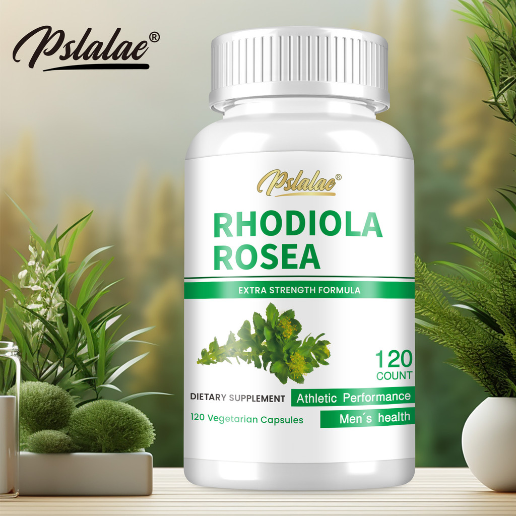 Pslalae Rhodiola Rosea - 1000 มก. - Brain, Stress & Mood Support - Non-GMO, 30/60/120 แคปซูล
