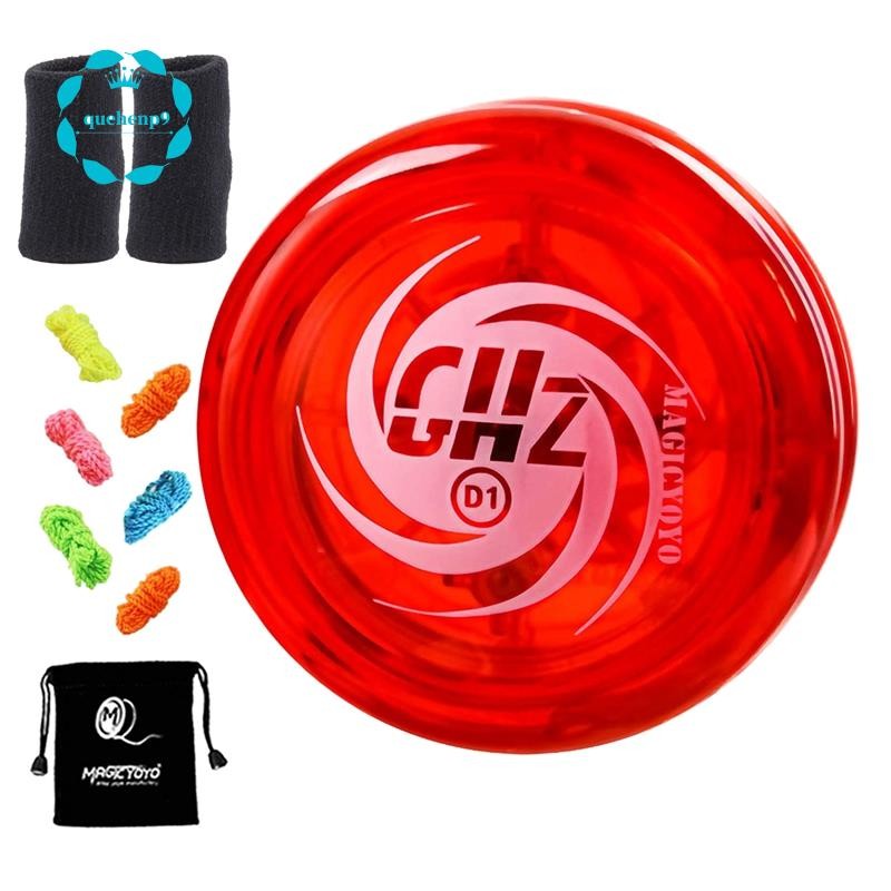 [quehenp9] โยโย่ตอบสนอง GHZ, โยโย่แบบห่วงมืออาชีพสําหรับเด็กเริ่มต้นด้วยสาย Yoyo + นิ้ว + กระเป๋า Yoyo, สีแดง