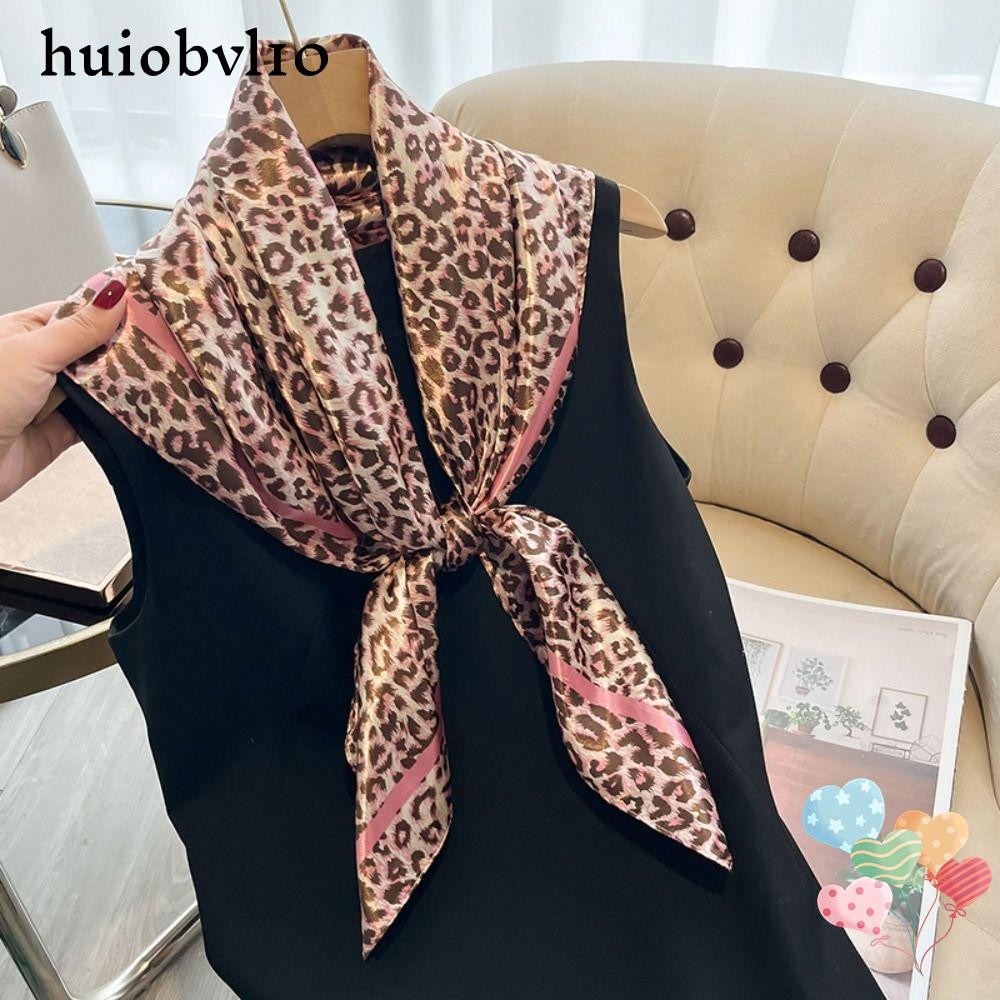 Huiobvl10 Lady Hair Shawl Wrap,ขนาดใหญ่Hijabเสือดาวพิมพ์ผู้หญิงผ้าพันคอผ้าพันคอ,แฟชั่นซาติน 90 ซม.คอFoulardหญิงNeckerchief