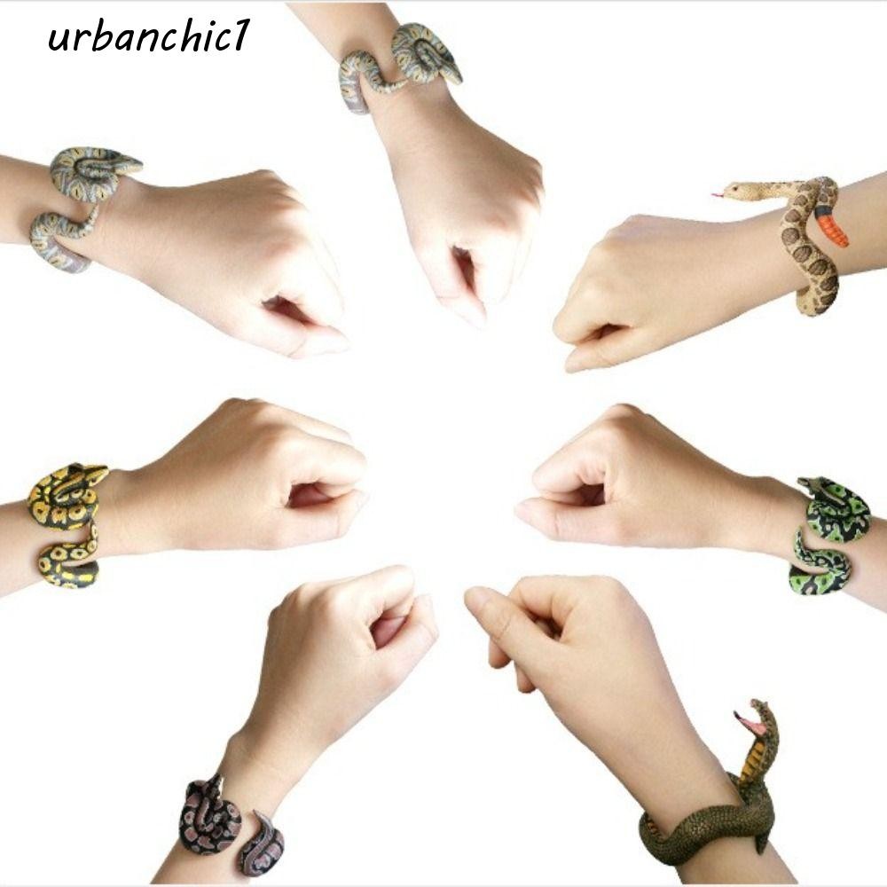 Urbanchic สร้อยข้อมืองูชายหญิงสร้างสรรค์ของขวัญสําหรับเพื่อนสัตว์สนุก Prank Python งู Tricky ของเล่น