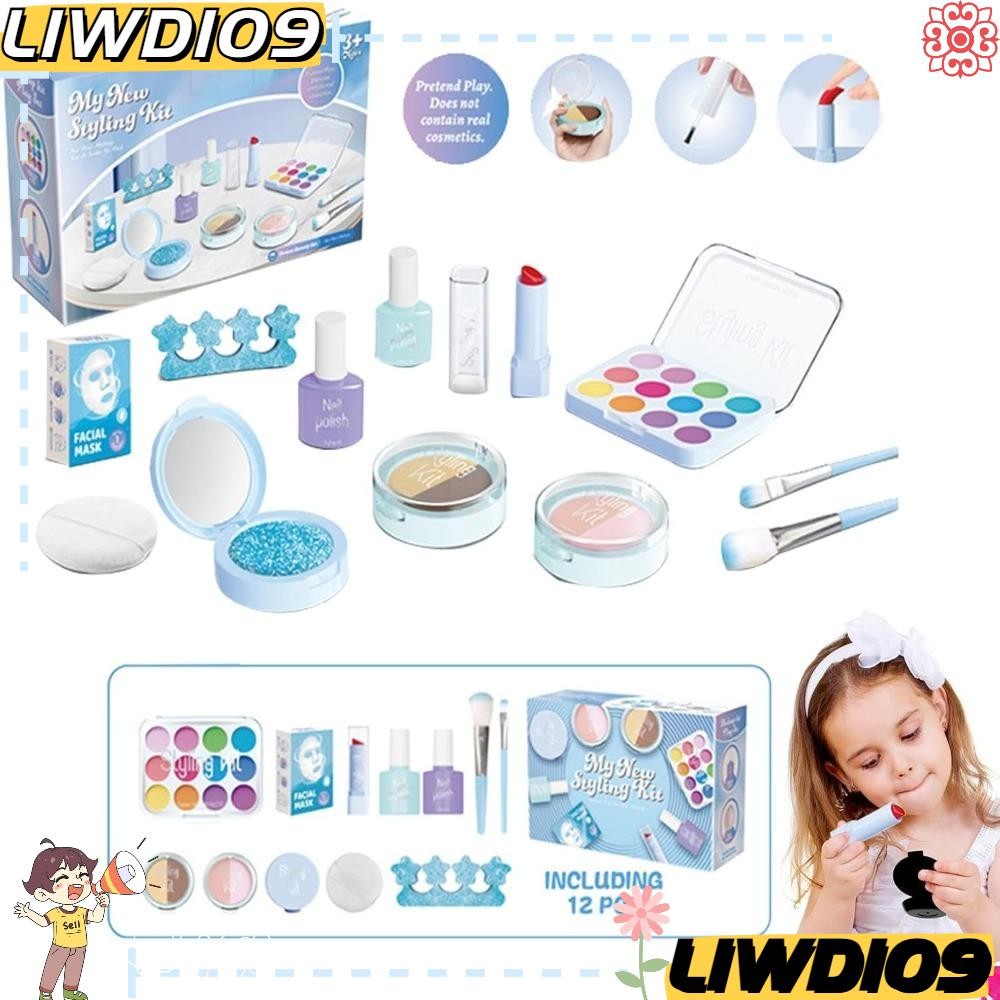 Liwd109 ชุดแต่งหน้าเด็ก,ชุดเครื่องสําอางเด็ก3-5ปีชุดแต่งหน้าล้างทําความสะอาดได้,อุปกรณ์เล่นความงามร้านเสริมสวยเล่นชุดวันเกิดเล่นของเล่นส