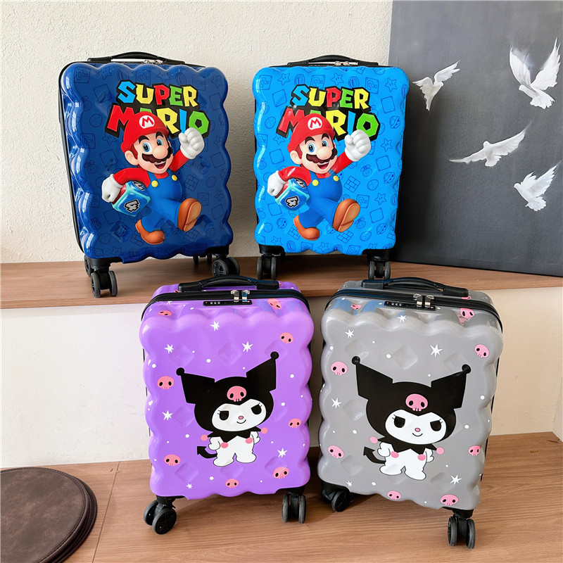 [สต๊อกพร้อม] กระเป๋าเดินทางระดับไฮเอนด์ขนาด 19 นิ้วสําหรับเด็ก เคสรถเข็นน่ารัก Kuromi Mario ขึ้นเครื่อง กระเป๋าเดินทางการ์ตูน