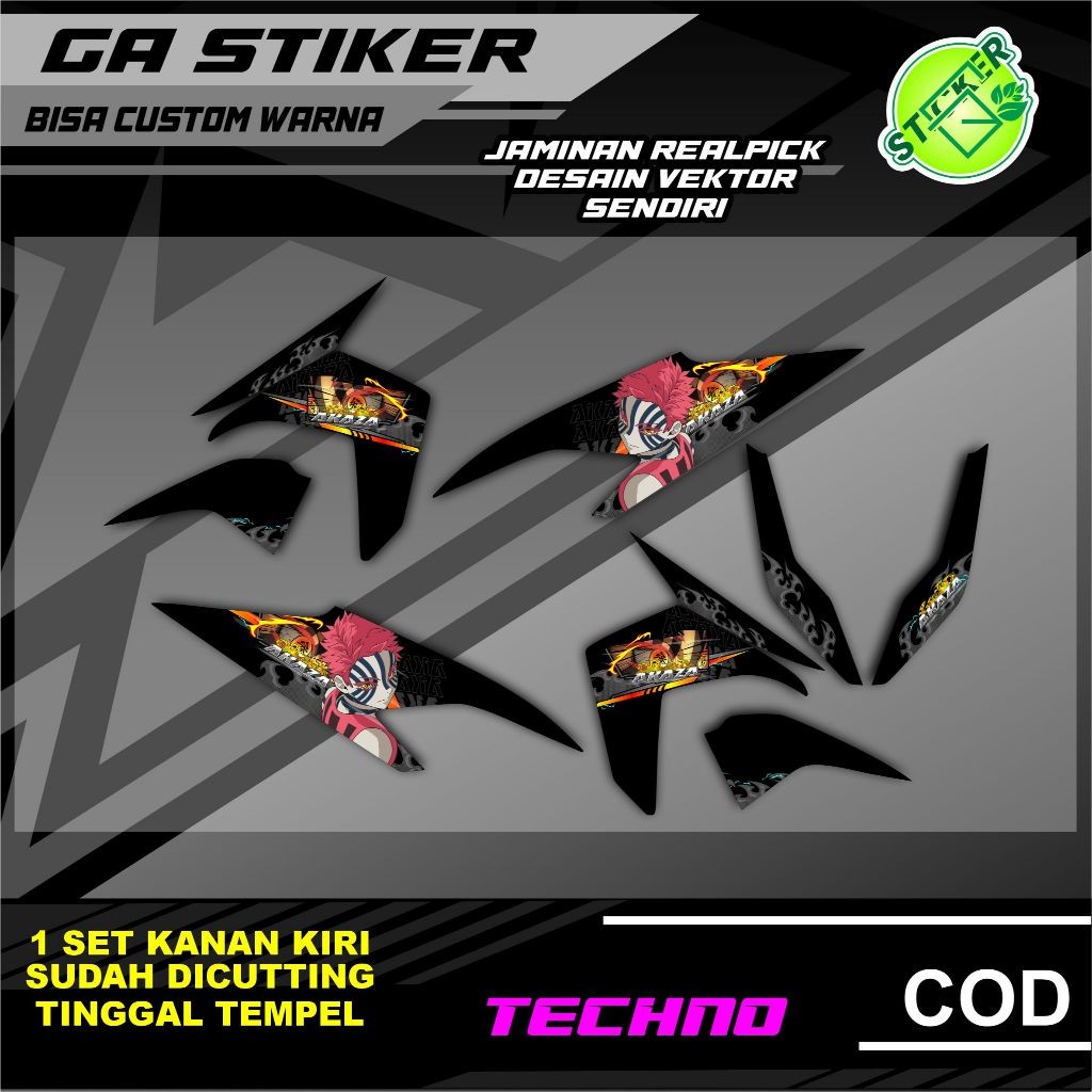 COOL MOTORCYCLE STRIPING HONDA VARIO TECHNO AKAZA HAKUJI DEMON SLAYER ALREADY CUT, JUST STICK IT