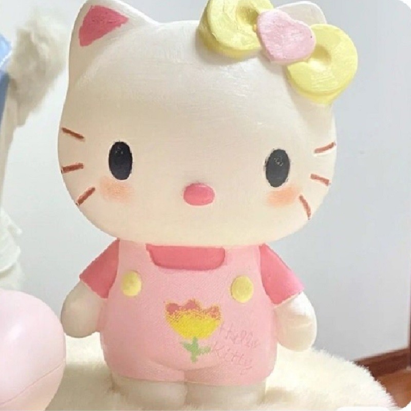 สวัสดีตุ๊กตาปูนปลาสเตอร์คิตตี้ทาสีแมว keiti ระบายสีตัวอ่อนสีขาวเด็กวาด Hello Kitty ระบายสีของเล่น10