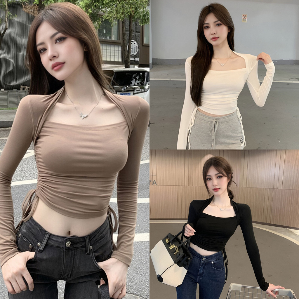 เสื้อครอปแขนยาวสไตล์เกาหลีสุดเก๋ เหมาะสำหรับสาวๆ