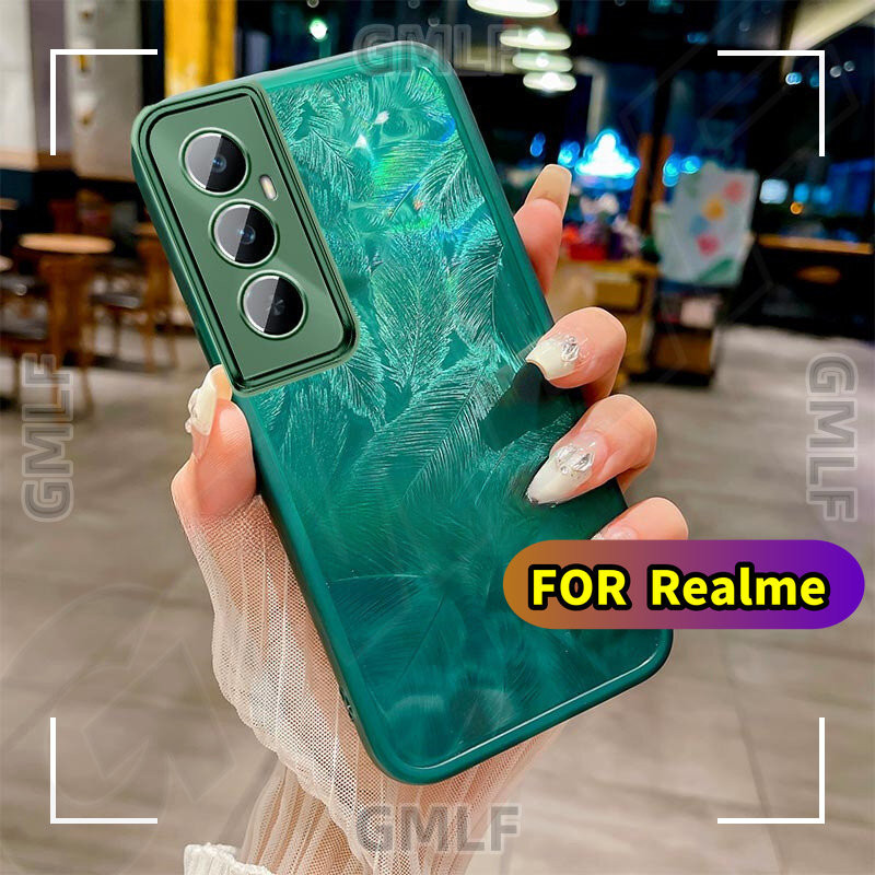 สําหรับrealme C51 C53 C55 C65 C67 RealmeC65 C 65 RealmeC67 C 67 4G 2024 พร้อมกล้องป้องกันGlitter Bling Featherฟิล์มGlirsปลอกซิลิโคนอ่อนนุ่มกันกระแทกกรณีฝาครอบป้องกัน