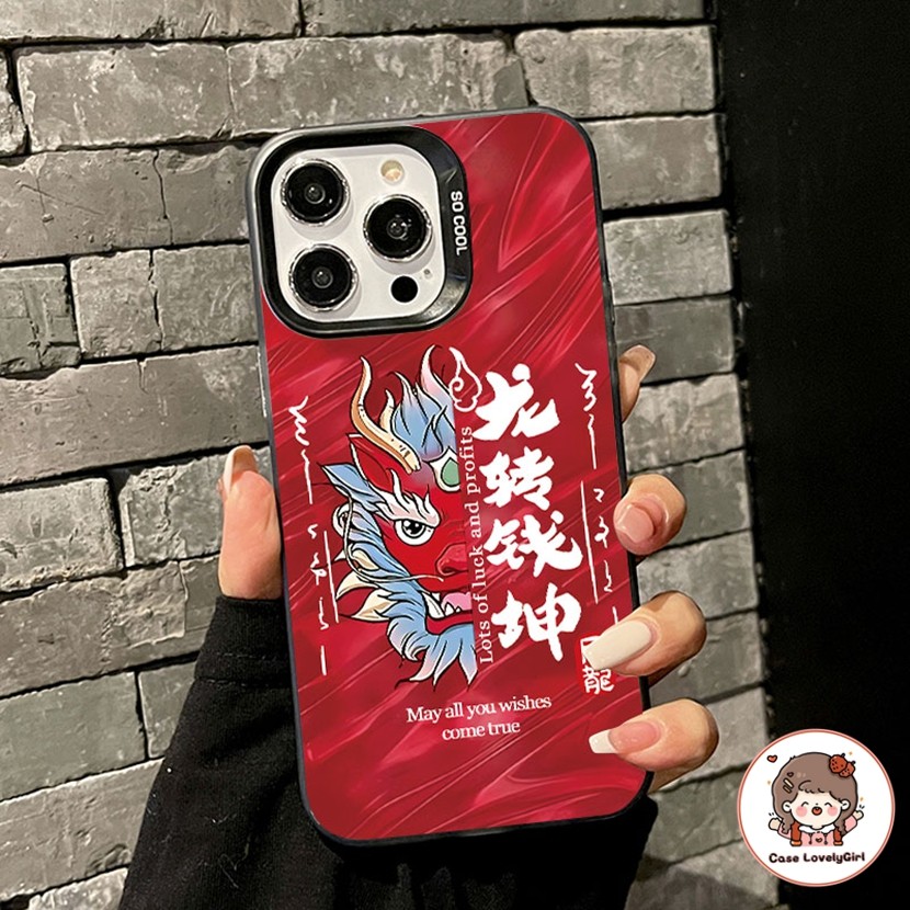 ส่งจากไทย น้ําขึ้นน้ําลง มังกร เคส IPhone 16 11 15 14 13 Pro Max XR 13 12 Pro 7 8Plus SE X Xs Max Hard Case