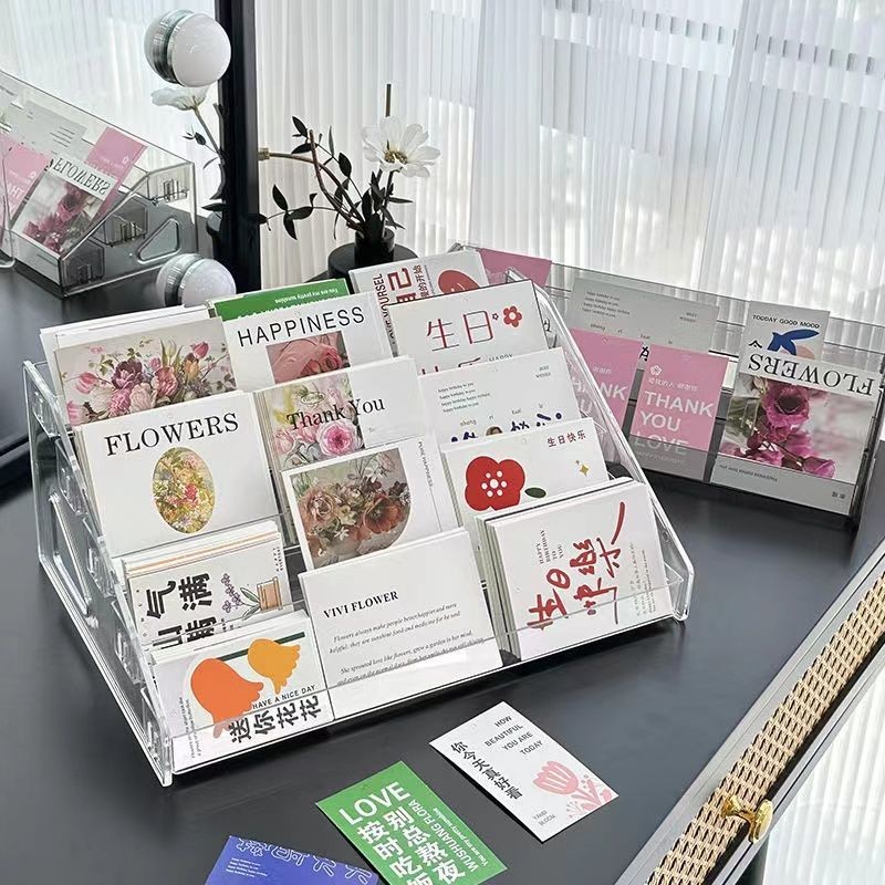 [Hot Sale]Floral Card Display Stand Storage Card Postcard Business Card Nail Art Step Rack Transparent Acrylic Desktop Stand1.8 - รูปที่ 2