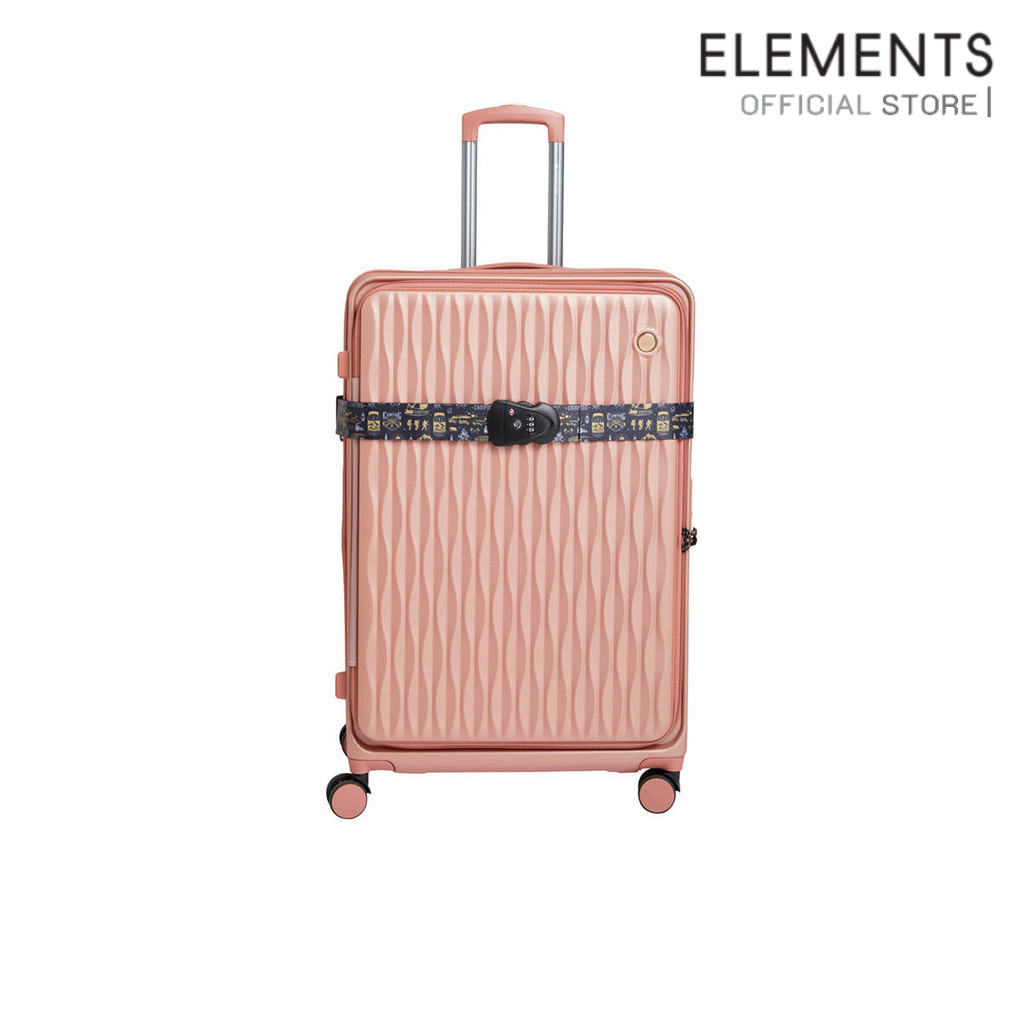 ELEMENTS สายรัดกระเป๋าเดินทางกุญแจล็อคTSAปรับความยาวได้ใช้กับกระเป๋าเดินทางทุกประเภทลายCan Do Itสีดำ