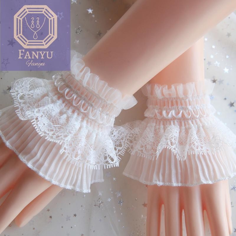 Sgl ที่ถอดออกได้แขนเสื้อปลอมหญิงลูกไม้บางจีบ Flare Sleeve Ruffles สายรัดข้อมือเสื้อกันหนาวเสื้อตกแต่งแขน SGL