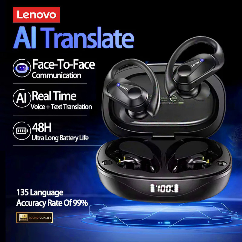 หูฟังแปลภาษา Lenovo LP75 หูฟังลดเสียงรบกวนสำหรับการเรียนรู้การเดินทาง หูฟังแปลภาษาแบบเรียลไทม์