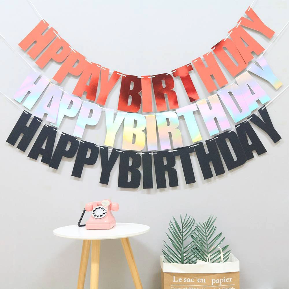ธงกระดาษแข็ง อักษร Happy Birthdayสำหรับตกแต่งวันเกิด