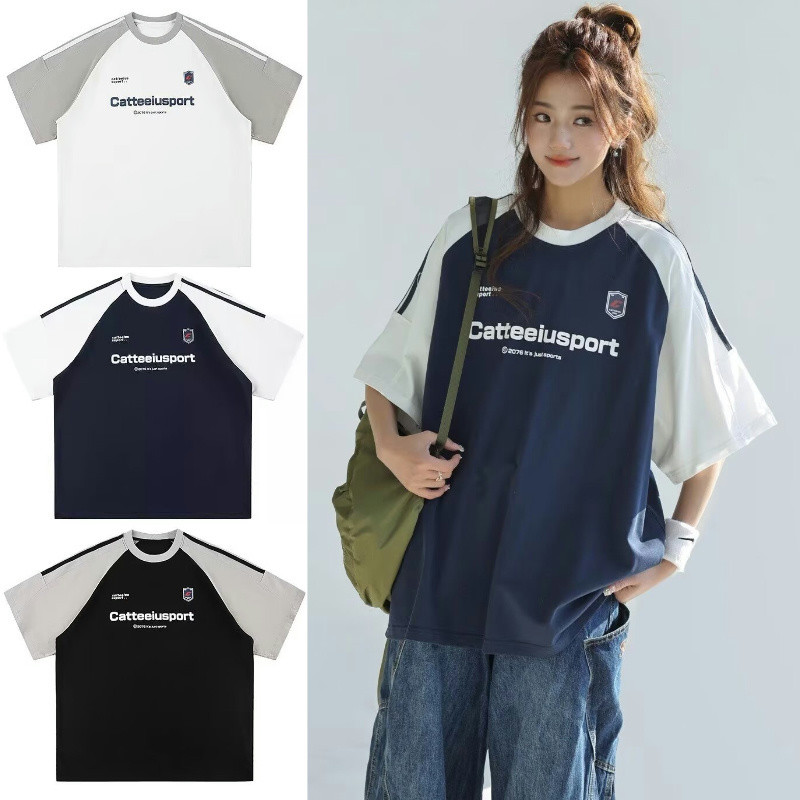Pannofluxus เสื้อยืดผู้ชายแขนสั้นอเมริกันย้อนยุคหลวมสบายๆสไตล์สตรีทสไตล์เป็นกลางคอกลมแขนสั้น