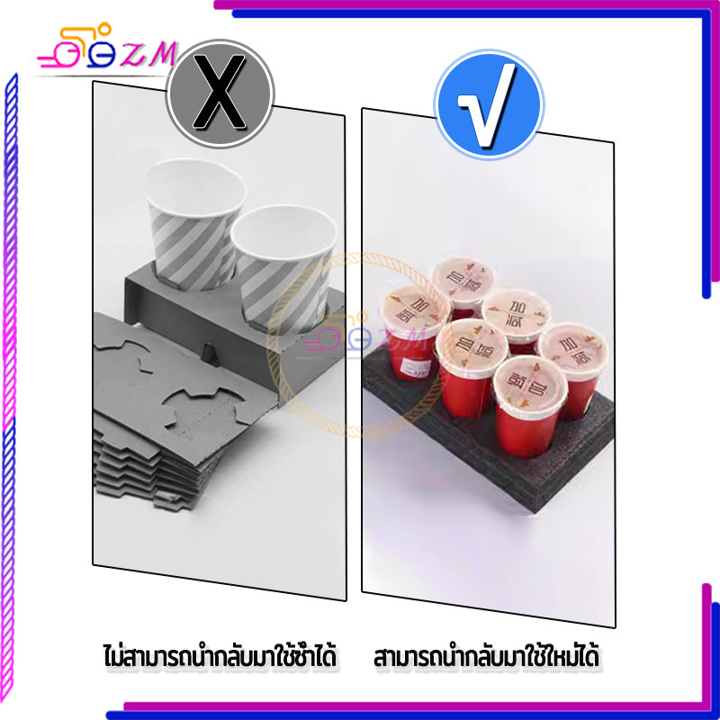 ที่วางแก้วกล่องส่งอาหาร โฟมวางแก้ว ใส่ได้ฟิตพอดี น้ำหนักเบา รุ่นคุณภาพอย่างดีหนาพิเศษ 4 /6 / 8 รู มีให้เลือก 3 ขนาด - รูปที่ 3