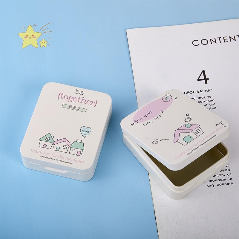 [JBTH] Kawaii House Pattern กล่องเก็บของการ์ตูนกล่องเหล็กคอนเทนเนอร์กรณีเครื่องประดับขนมขนาดเล็ก Des