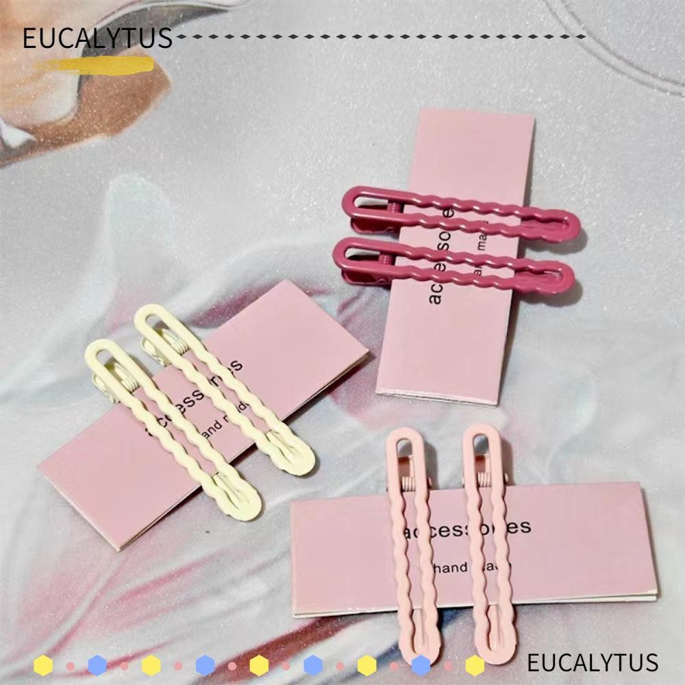 กิ๊บติดผมน่ารักสีลูกกวาด EUTUS กิ๊บติดผมโลหะผสมสีทึบด้านข้างหยัก กิ๊บติดผมแบบเรียบง่าย