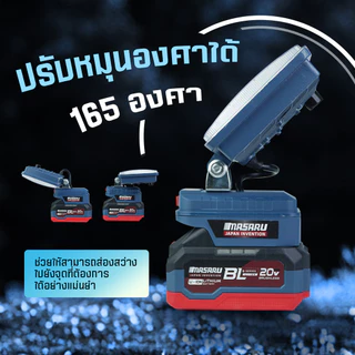 MASARU ไฟสปอร์ตไลท์ไร้สาย 8 นิ้ว 20V รุ่น SCLF-905 ปรับแสงได้ 2 ระดับ 90W สำหรับทำงานกลางคืน