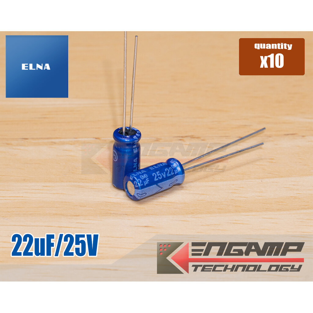 (10ตัว) [E-CAP] 22uF/25V 85 C ELNA RE3 5x11mm P=2mm