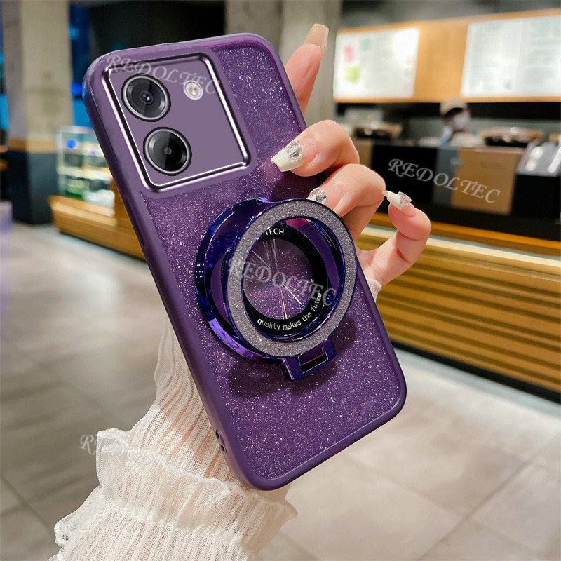 ปลอก POCO M7 Pro 5G 2025 ออกแบบใหม่กรณี Glitter โปร่งใส Xiaomi POCOM7 Pro POCO M7Pro Gradient Bling ฝาครอบโทรศัพท์พร้อมขาตั้งแม่เหล็กผู้ถือ