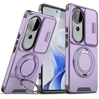 Vivo V50 V40 Lite V40 Pro สไลด์เลนส์กล้องขาตั้งเคสโทรศัพท์แม่เหล็กขาตั้งเกราะกันกระแทกฝาครอบซิลิโคนแข็ง