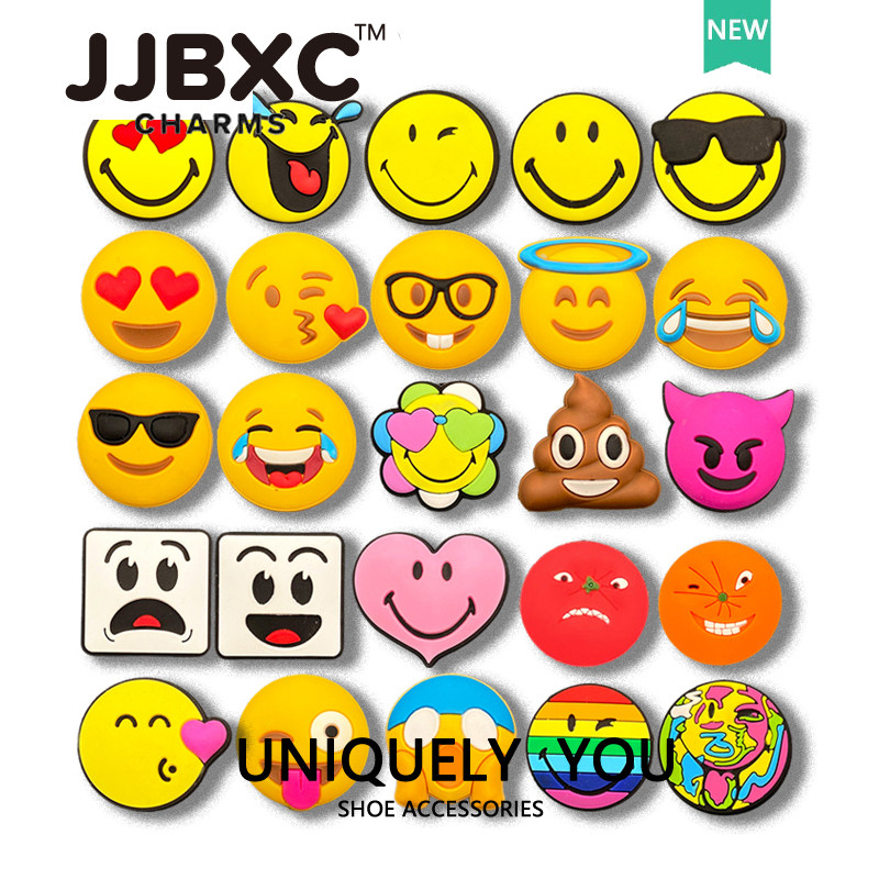 JJBXC charm จิบบิท Emoji Pack ตัวติดรองเท้าสติ๊กเกอร์表情 สำหรับวัยรุ่น DIY จิ๊บบิท charm
